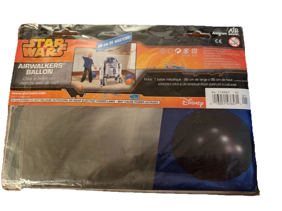 Globo de aluminio 38" Star Wars R2D2 Airwalker fiesta paseos en el aire nuevo Disney C8 Foto 2 de 2