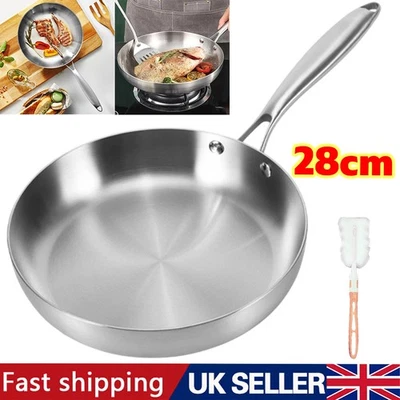 316 Stainless Steel Frying Pan Non-Stick Pan Fried Steak Pot Uncoated Kitchen UK