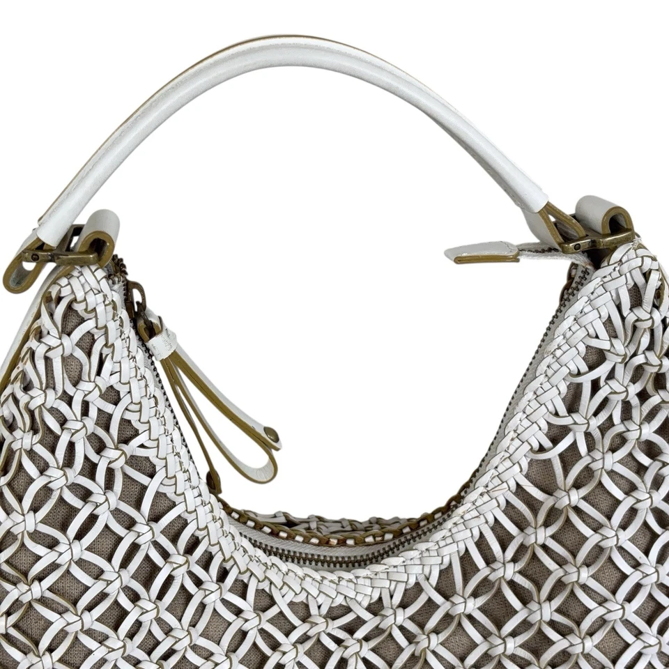 Cole Haan Sierra Open Weave Off White Hobo Bolsa de Mão Bolsa de Ombro Bolsa Tote Satchel - Imagem 2 de 4