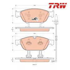 Brake pad set, disc brake Cotec TRW GDB1897 for Audi A6