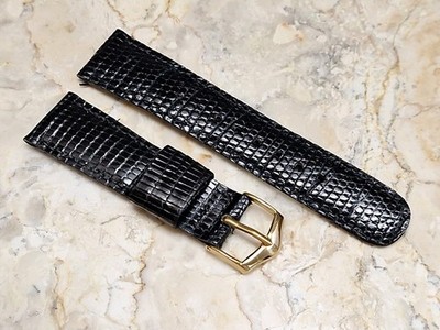 NEET Black Brazilian Lizard Leather Padded Watch Band Strap 3/4'' SHORT Vintage