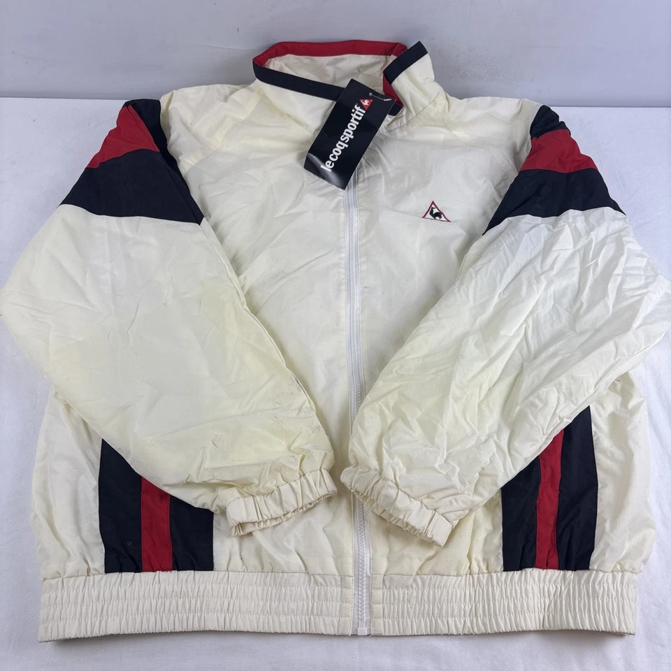 Traje de chándal vintage años 90 Le Coq Sportif blanco/negro para hombre XL calentamiento NUEVO con etiquetas Foto 4 de 4