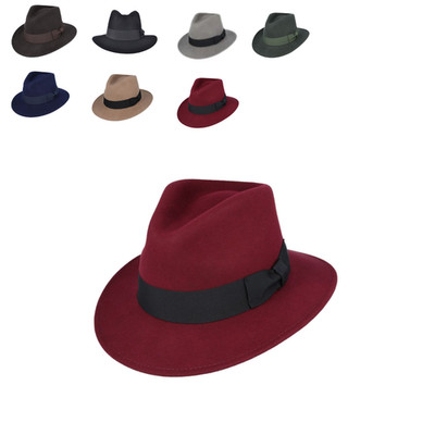 Cowboyhut breite Krempe Wolle Fedora - klassische Handarbeit knautschbar Filzhut Unisex