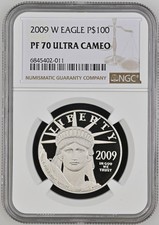2009 W $100 American Platinum Eagle 1oz Proof coin NGC PF70 Ultra Cameo 2788.00 per troy oz
