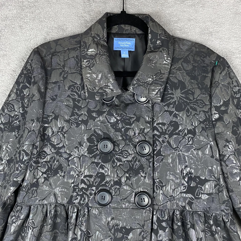 Simply Vera Wang Coat Women Large Floral Brocade Festive Party Holiday Statement - Image 2 of 4