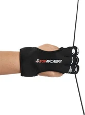 TOPARCHERY Archery Glove Three Finger Guard - Shooting Gloves X-Large, black 