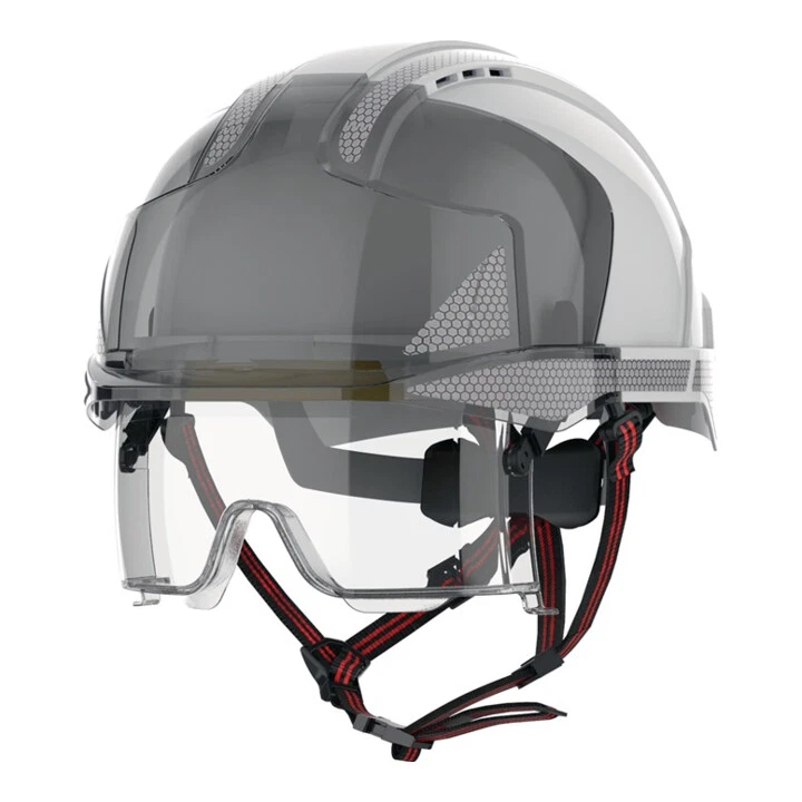 JSP Industriekletterhelm Schutzhelm EVO VISTAlens Dualswitch weiß rauch ABS
