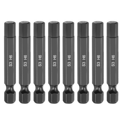 8pcs Flat Hex Screwdriver Bit H6 Magnetic Tip 1/4'' Hex Shank 2'' Long S3 Steel