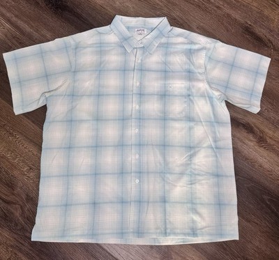 Haggar Men's Cool 18 Tec Plaid Short Sleeve Shirt Size XXL, ButtonUp, Baby Blue