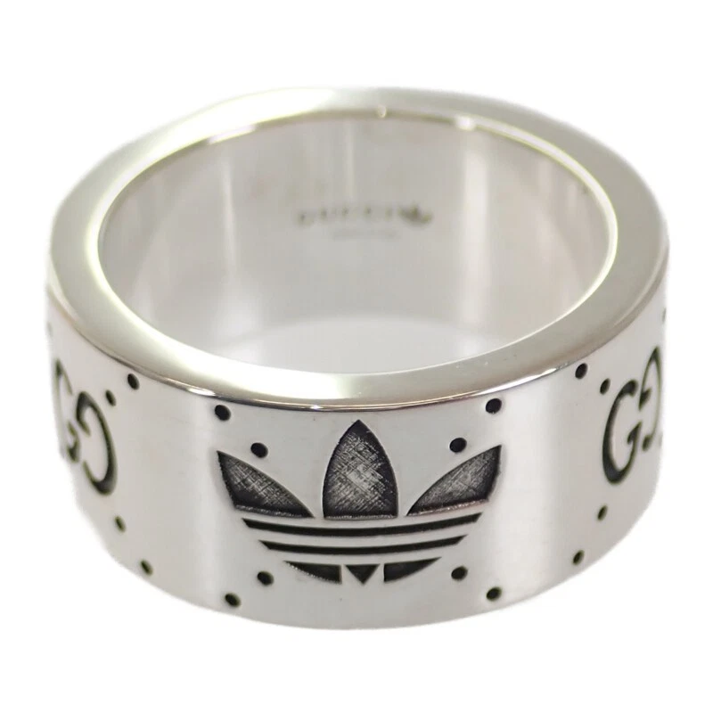 Gucci Adidas bague large gravée argent 925 US6 bijou unisexe
