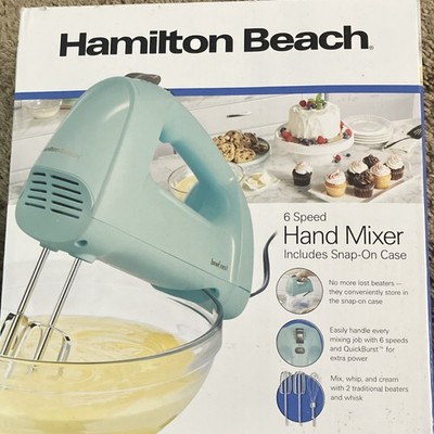 Hamilton Beach 62700 6-Speed 250W Handheld Mixer Set, Blue w/ Case/Beater/Whisk