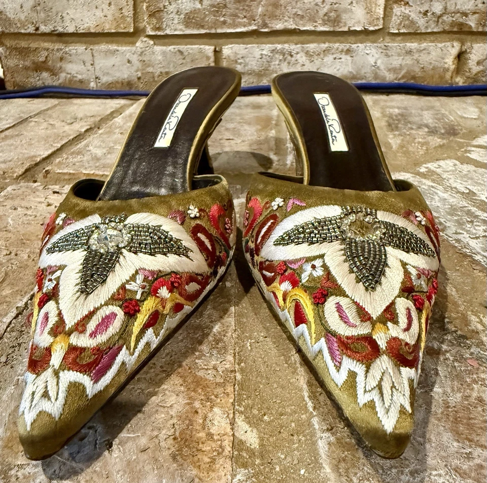 Oscar De La Renta Zapatos Mules Nuevos con Cuentas Joyas EU 36 US 5.5 Foto 3 de 4