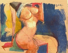 Figure Cubism Anime Chalk Pastel Drawing 9x12 Original On Paper Signed