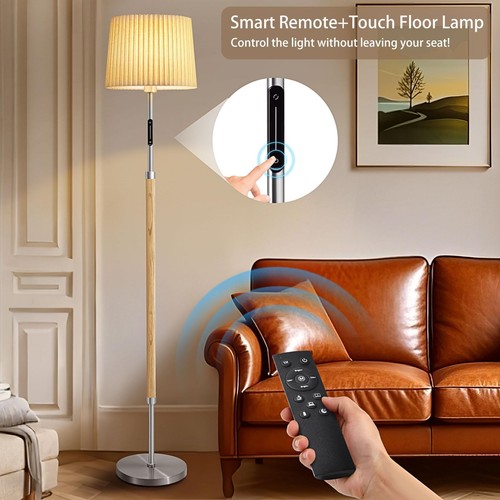 Floor Lamps for Living Room, 61" Natural Wood Floor Lamp with Remote & Touch ... - Picture 3 of 7