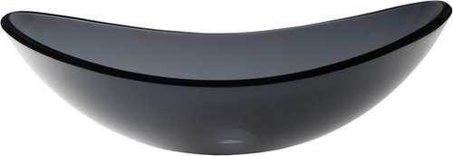 Novatto - TIS-324G - Oval Slipper Tempered Glass Vessel Sink - Clear Grey - Picture 2 of 7