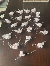 50 Light Pink Rose and Pearl Picks for Floral Arrangements or other decor