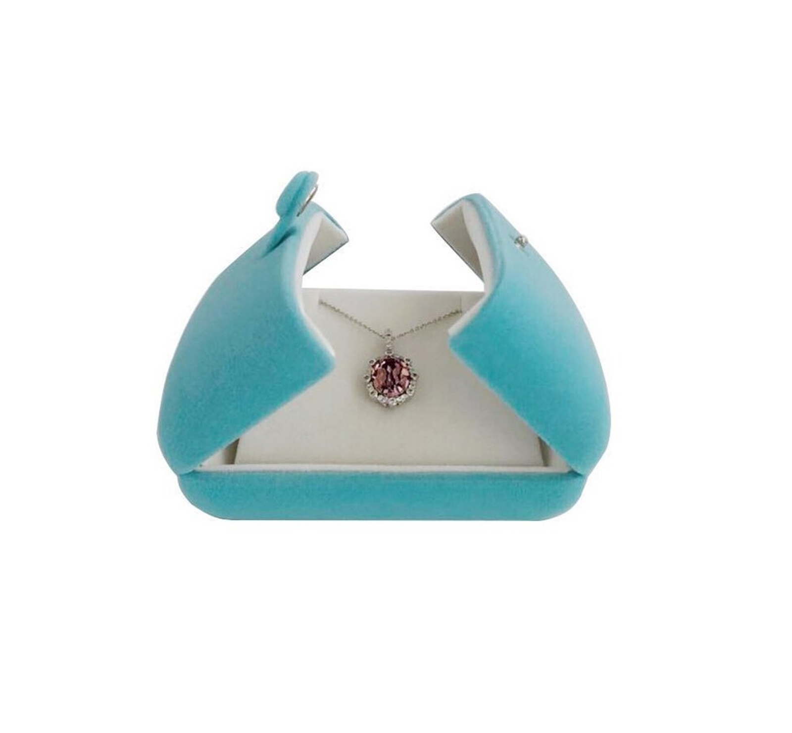 Aqua Velvet Jewelry Gift Box Double Layer Premium Storage Case