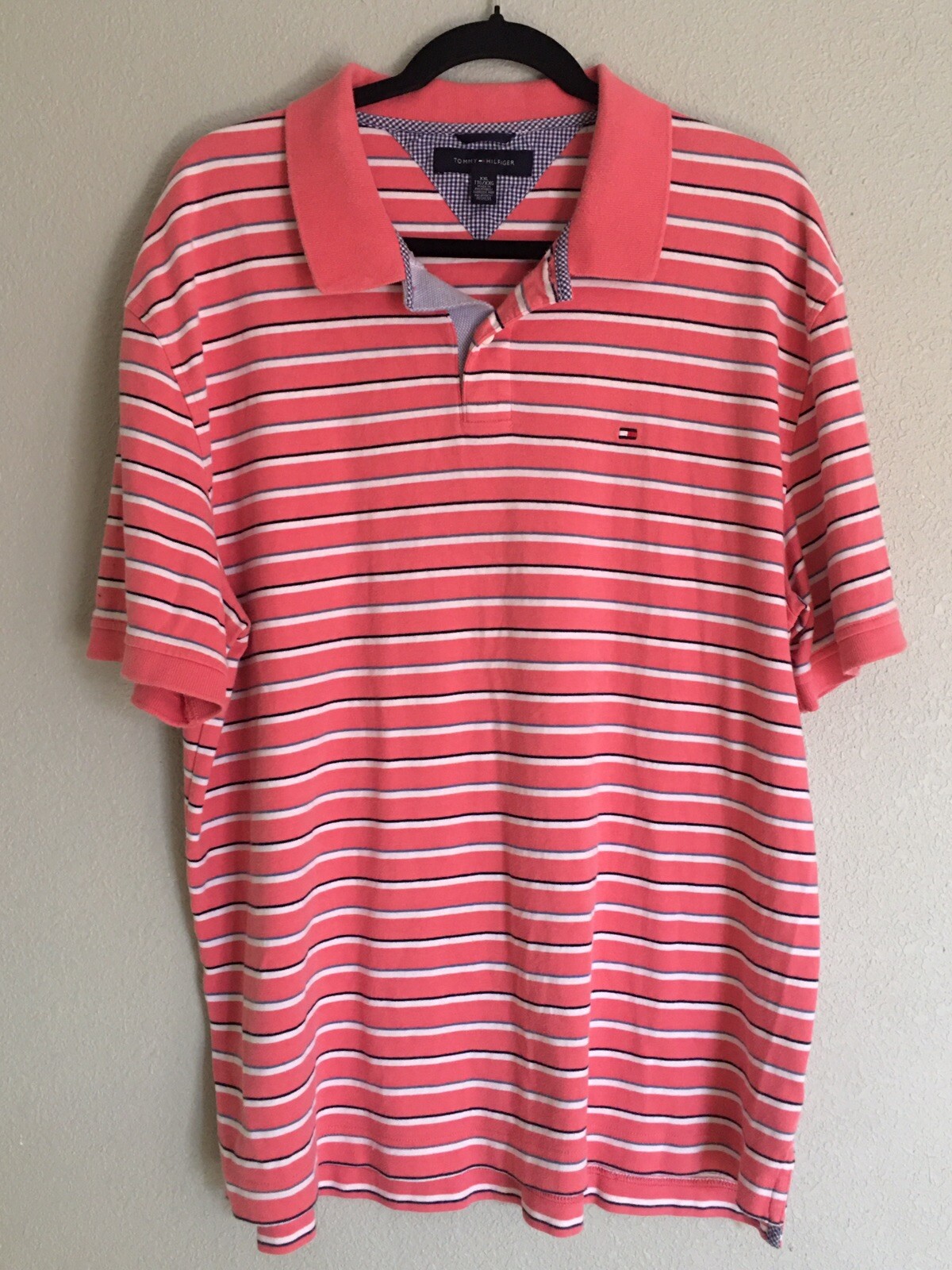 Tommy Hilfiger Men's 2XL Pink Striped Polo Shirt