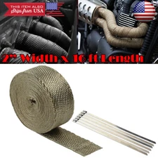 2" 15ft Exhaust Header Downpipe Pipe Titanium Heat Wrap 6 Tie For Mercedes Smart