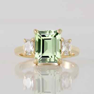 Green Amethyst Ring Statement Ring Gold Ring Engagement Ring