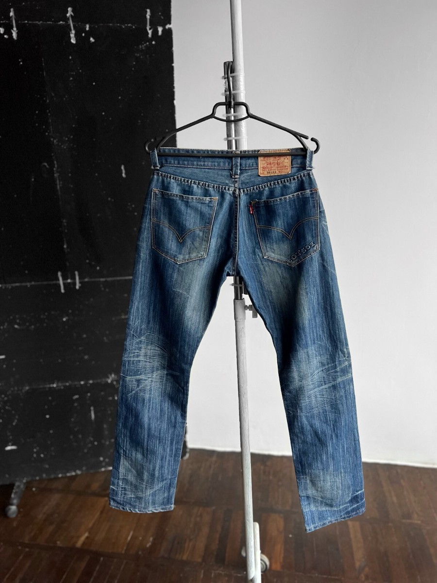 Levis 501 Engineered Mens Vintage Rare 90s Blue Denim Jeans Button  