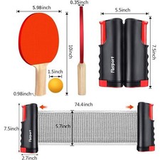 Ping Pong Paddle Set Portable Table Tennis Retractable Net, Rackets, Balls, Bag