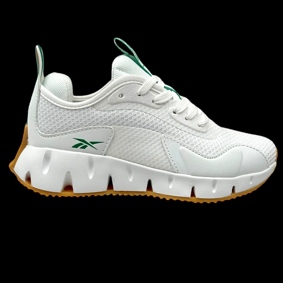 Zapatillas deportivas Reebok Zig Dynamica para jóvenes niños talla 2Y blancas/marrones puntera y talón parachoques Foto 3 de 4