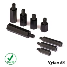 Black Plastic Nylon M3 M4 Male to Female Threaded Hex Standoffs Spacers Pillars