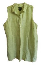 Tahari 100 Linen Sleeveless Shift Dress Green Women Plus SZ 3X NWTl l S
