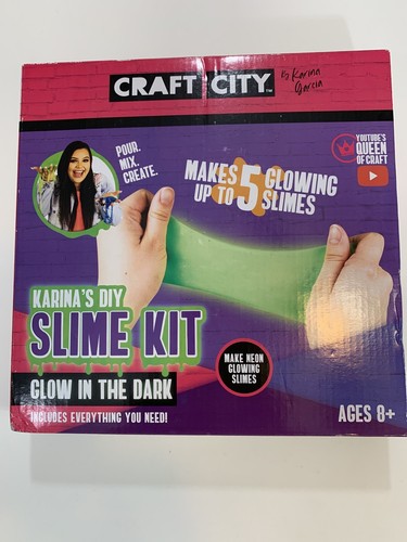 Craft City Karina’s DIY SLIME KIT GLOW IN THE DARK Make Neon Glowing Slimes! 8+ - Picture 1 of 11