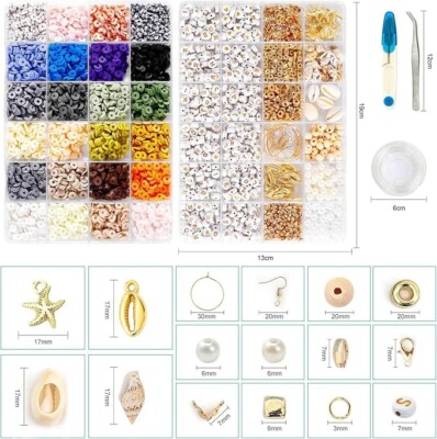 NATASIS 8000 Pieces Polymer Clay Beads Set 6mm for Bracelet jewerly Making kit,D