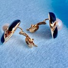 VINTAGE MARVELLA Goldtone Black Enamel Faux Pearl Clip-On Earrings — photo 10