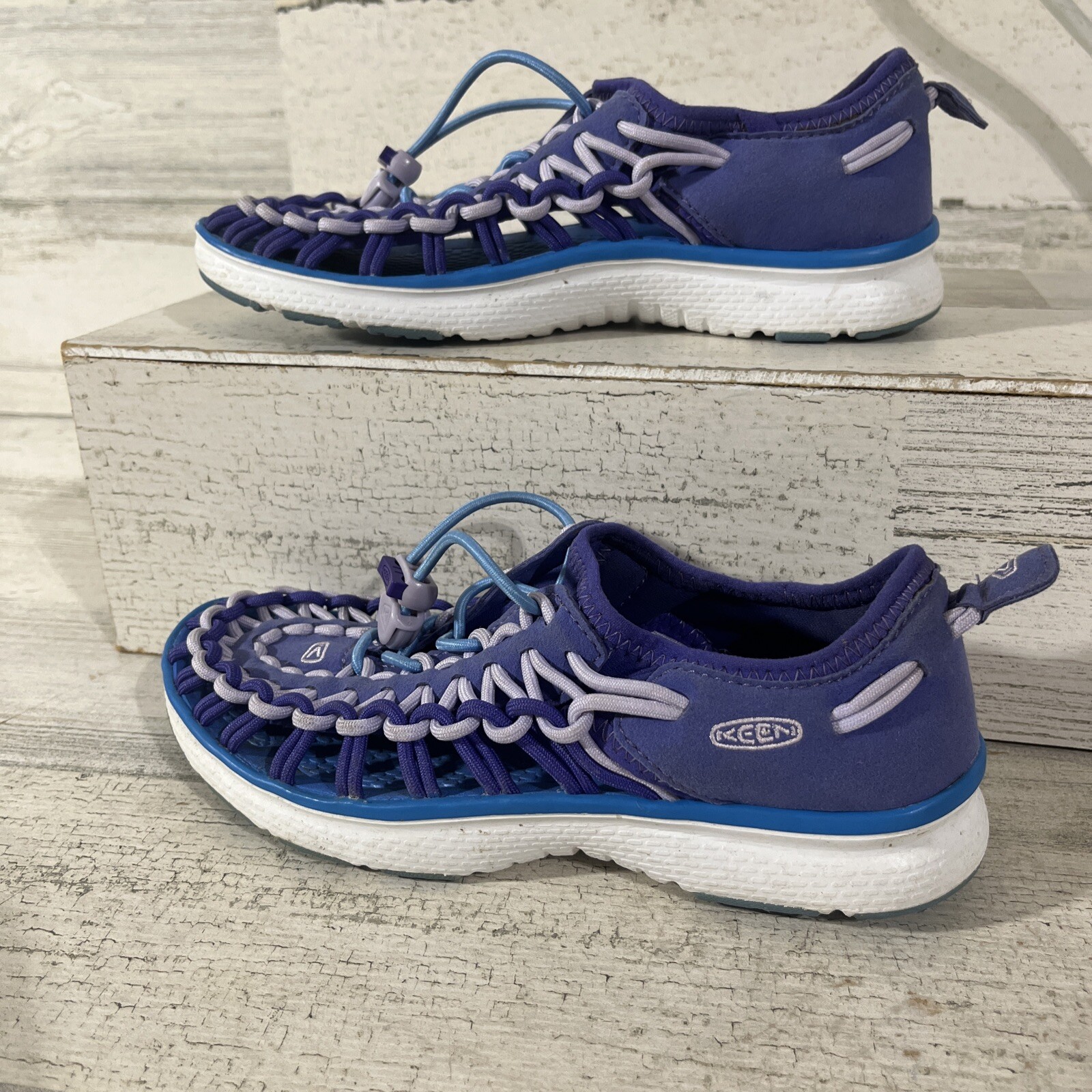 Keen Shoes Girls 2 Uneek Purple Woven Paracord Sandals Outdoor Slip On EUC image 2