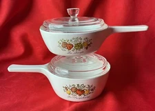 Corning Ware La Marjolaine 1 & 1.5 Pint Sauce Pans w/Lids Range & Microwave Safe