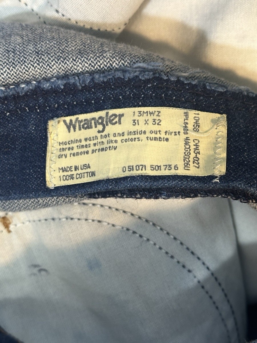 Vintage Wrangler Denim 31 x 32 Jeans USA Made 13MVZ Cotton Vintage Wrangler Denim 31 x 32 Jeans USA Made 13MVZ Cotton