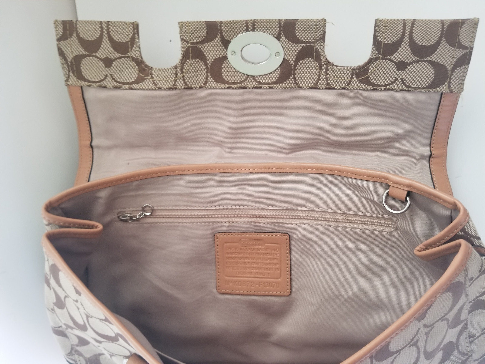 Coach Hampton Signature Khaki Tan Leather Satchel Bag Purse K0872F13070 eBay