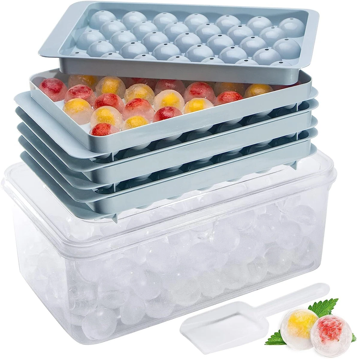 Ice Cube Tray With Bin Ice Cube Maker Mold For Freezer Ice Cube Storage  Container Ice