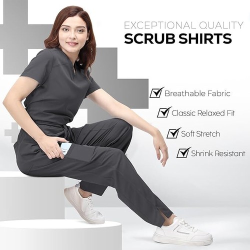 NY Threads Scrubs for Women V-Neck Nurse Scrub Top Women Workwear - Picture 60 of 68