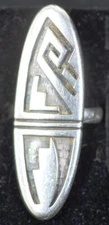 Vintage Lawrence Saufkie Sterling Silver Ring, Spectacular Hopi Design 0022