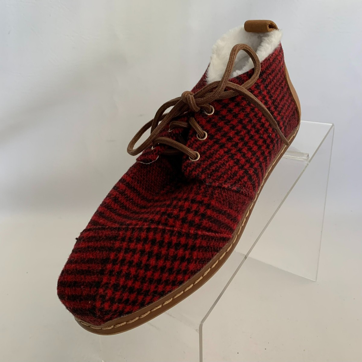 Ankle Boot Toms Red Plaid Felt Women's Bota Boots Toms Chukka