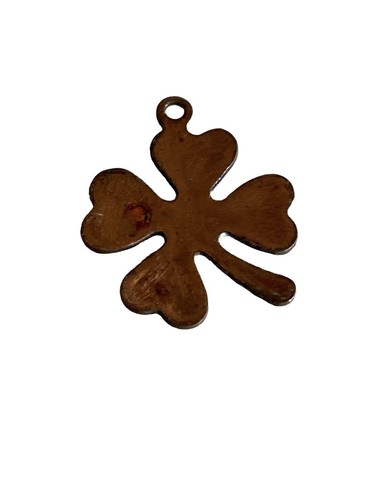 Four-Leaf Clover Enamel Pendant Double-Sided Lucky Charm White & Bronze - Picture 4 of 4