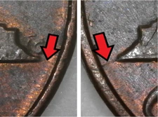 1983-P Philadelphia Lincoln Memorial Penny/Cent Die Cracsk Error/Variety Cir