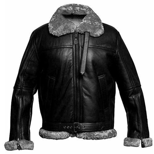 Mens Real Leather Bomber Fur Jacket UK RAF Aviator Pilot Flying Winter Coat - Picture 5 of 15