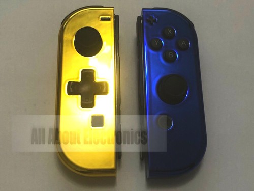 Custom Chrome Blue & Gold Nintendo Switch Joy Con Joy-Con DPAD set Controller - Picture 2 of 5