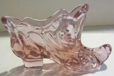 Vintage Fenton Art Glass Purple Shoe Hand Painted / Signed 