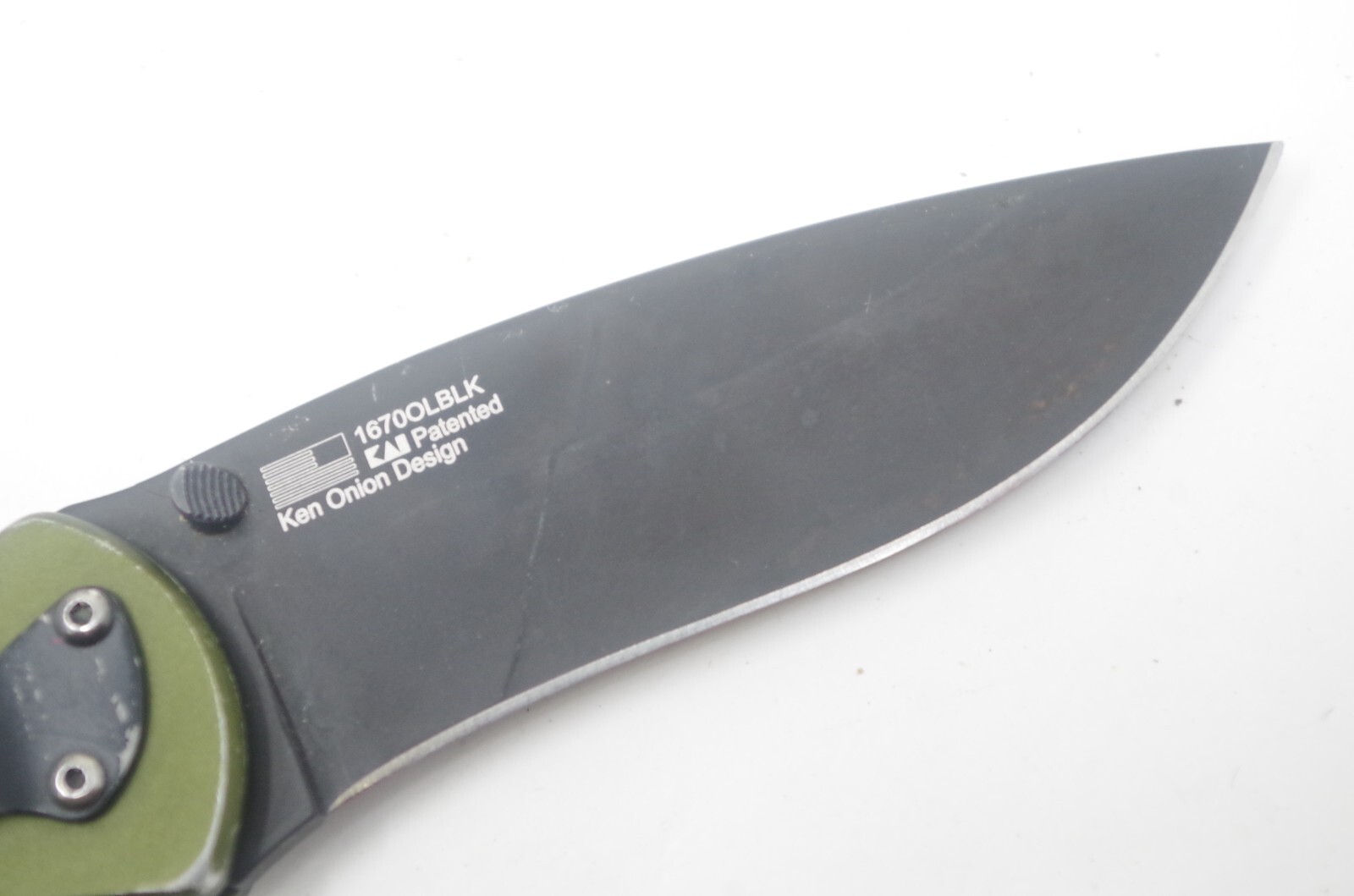 Olive Green Kershaw Blur Assisted Plain Edge Blade Glass Pocket Knife