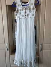 Off White Indian Anakali/Churridar Dress - Medium - With Chunni & Trousers