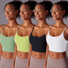 Women's Sports Bras Quick-Dry Padded Wirefree Workout Crop Tops for Teen Girls