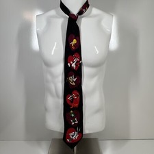 VTG 1995 Looney Tunes Mania 100 Silk Necktie Bugs Bunny Daffy Duck Tweety Bird