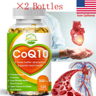 2×CoQ10 Coenzyme Q-10 Coenzyme 300mg Capsules BIOPERINE Antioxidant Heart Energy